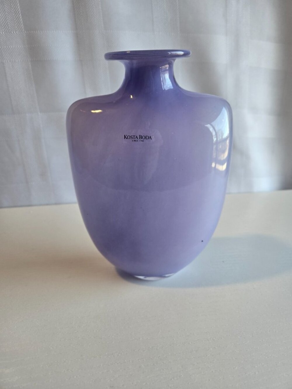 Kosta Boda Kjell Engman Signed Purple 48892 Vase 7.5 in x 5 In
